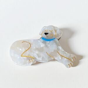 Quirky Gold Trim Happy Fashion Cool Dog Rhinestones Claw Hair Clip